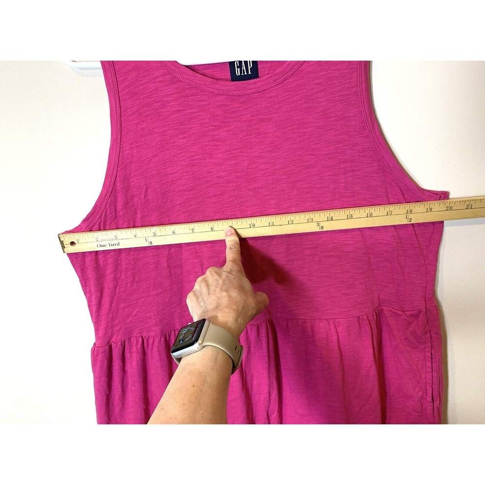 Gap Dress Womens XL Pink Sleeveless Tank Midi Sun Cotton Blend Tiered Pockets - Picture 4 of 7